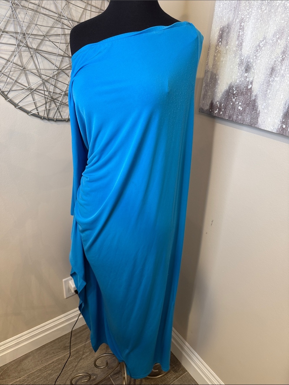 Michael Kors Blue One-Shoulder Maxi Dress size medium
